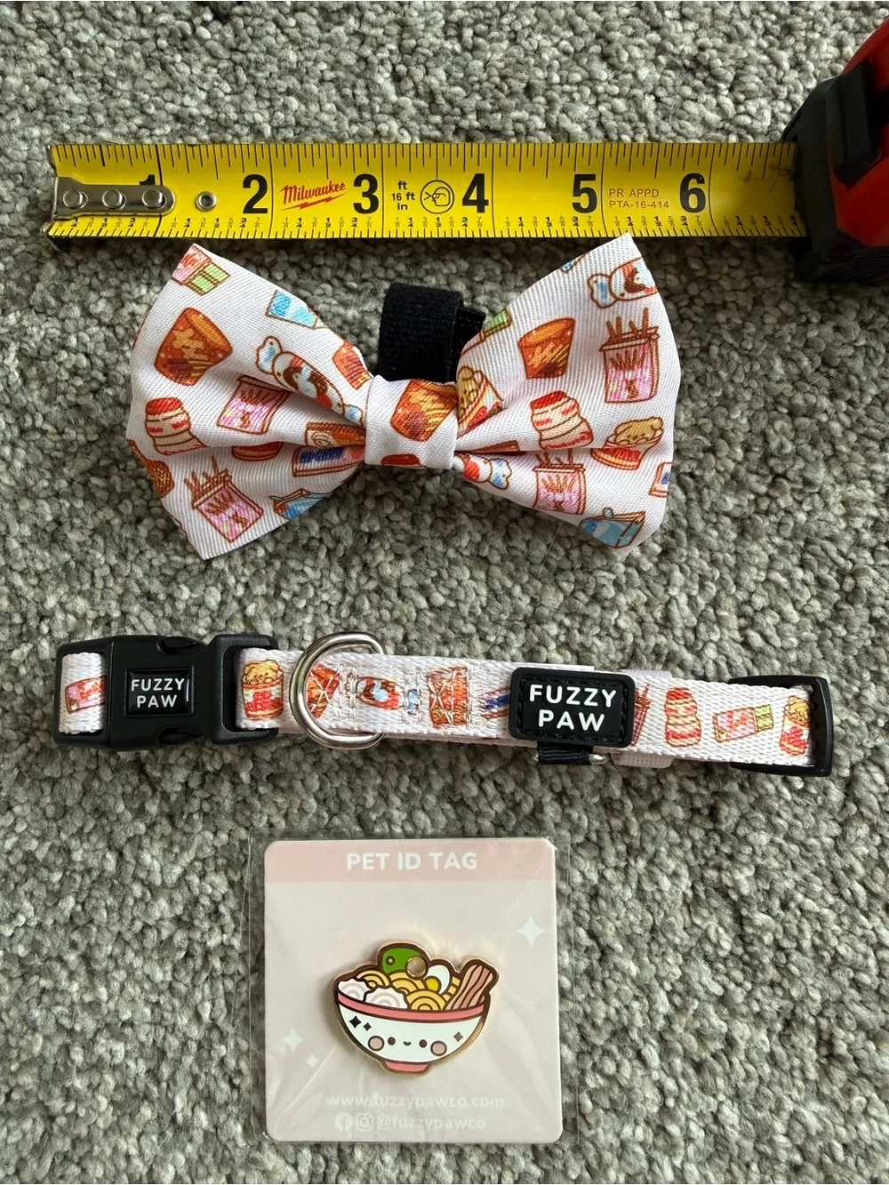 Pink Snack-Print Adjustable Pet Collar with Detachable Bow